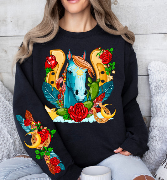 ROSE HORSE W/ SLEEVE PRINT
