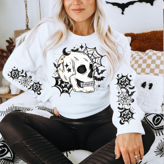 SKULL WEB - CREWNECK SWEATSHIRT  W/ SLEEVE PRINT