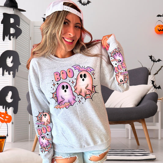 BUBBLE GHOSTS SWEATSHIRT W/ SLEEVE PRINT