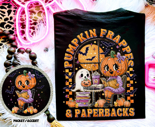 FRAPPES AND PAPERBACKS Pocket Print Tee