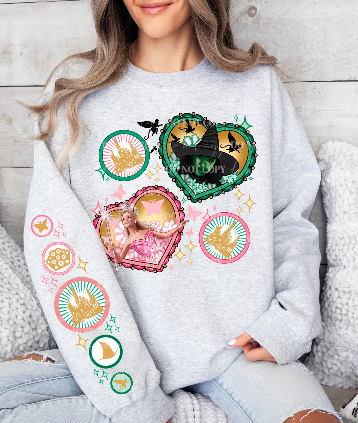 GOOD AND WICKED HEARTS SWEATSHIRT W/ SLEEVE PRINT