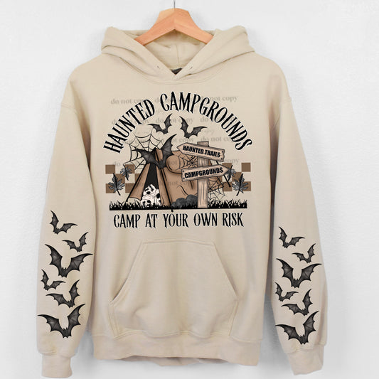 HAUNTED CAMPGROUND HOODIE FRONT & BACK DESIGN