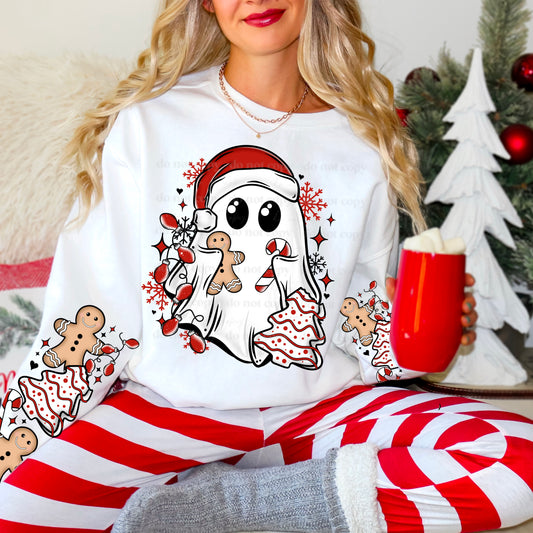 GINGERBREAD GHOSTIE SWEATSHIRT W/ SLEEVE PRINT