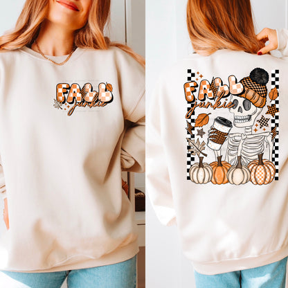 FALL YALL SKELE- FRONT & BACK CREWNECK SWEATSHIRT