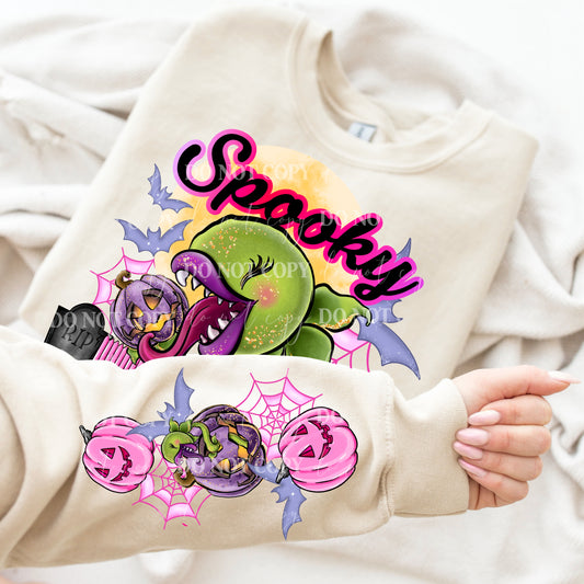 SPOOKY HAUNTS- CREWNECK SWEATSHIRT  W/ SLEEVE PRINT