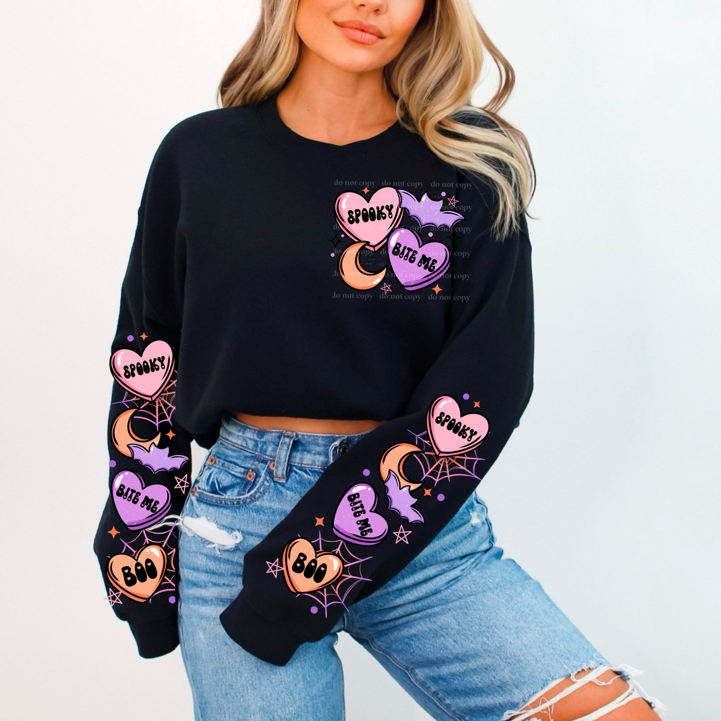 SPOOKY LOVE SWEATSHIRT W/ SLEEVE PRINT