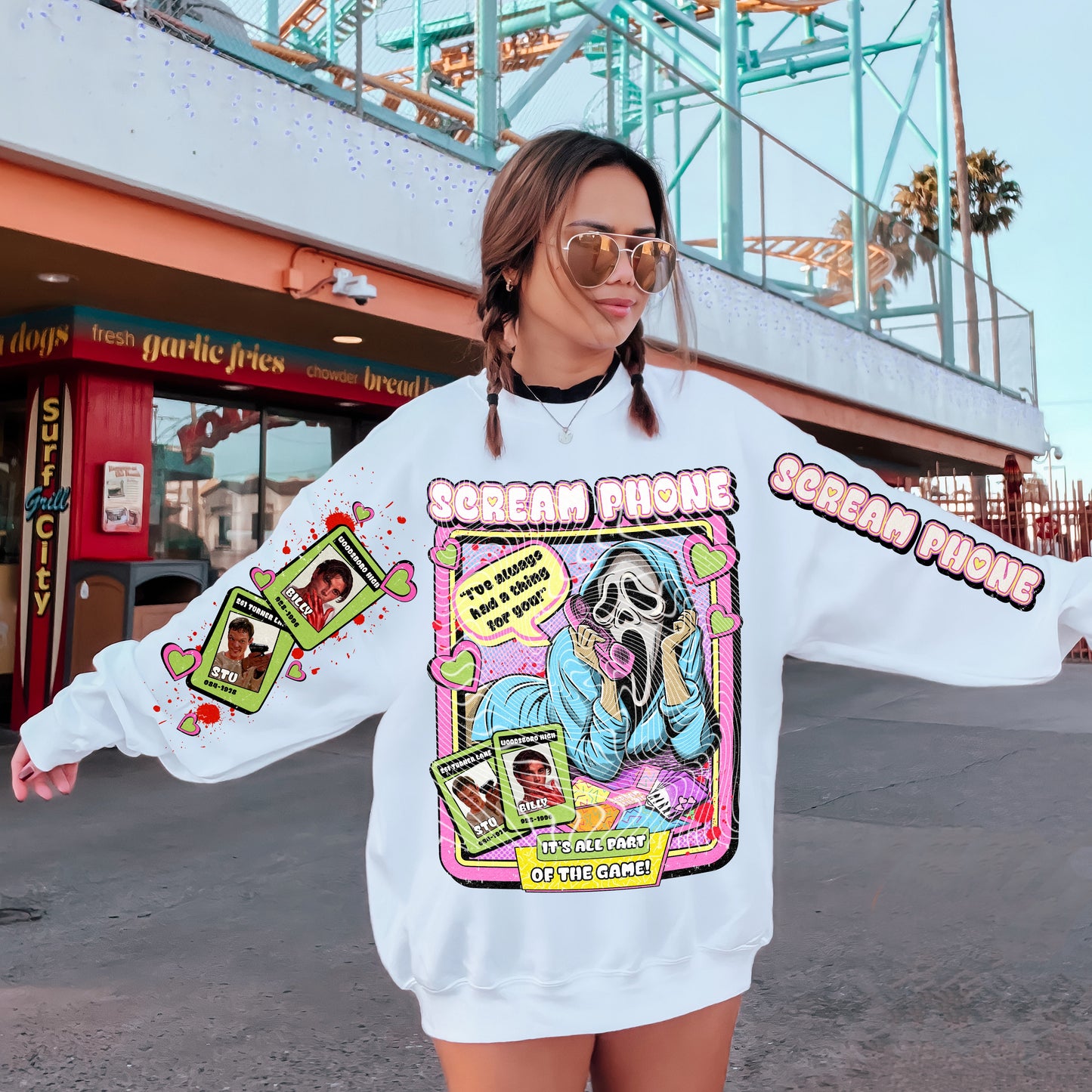 SCRM PHONE- FRONT & SLEEVE DESIGN CREWNECK SWEATSHIRT