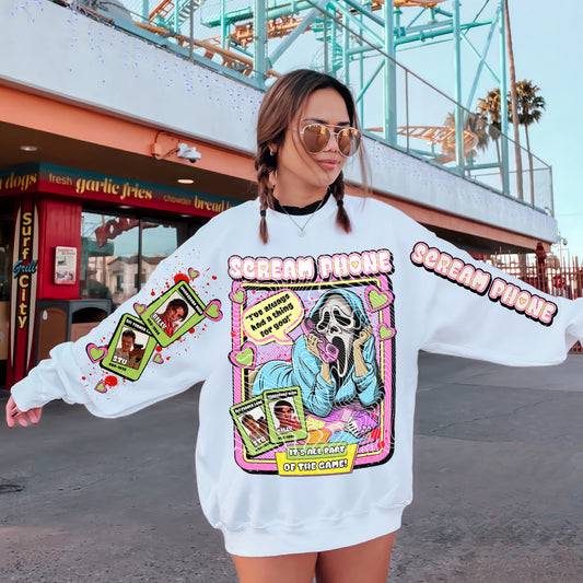 SCRM PHONE- FRONT & SLEEVE DESIGN CREWNECK SWEATSHIRT