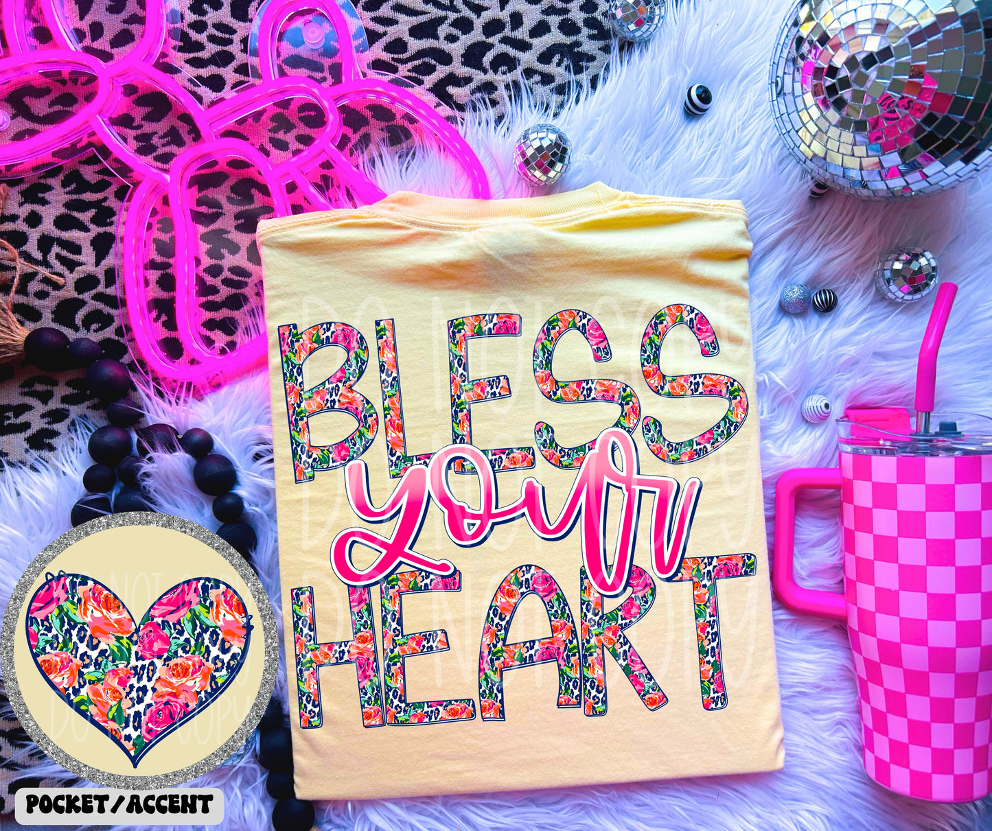 BLESS YOUR HEART- POCKET PRINT DOUBLE SIDED TEE