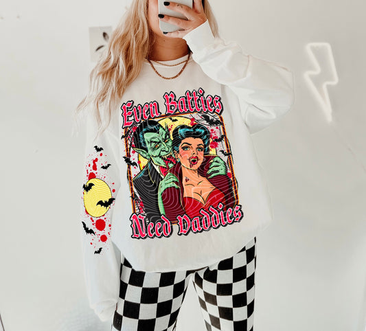 BADDIE DADDIES- FRONT & SLEEVE DESIGN CREWNECK SWEATSHIRT