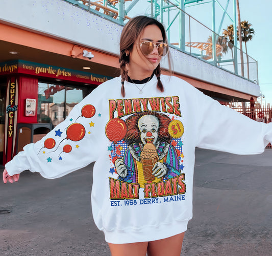 MALT FLOATS- FRONT & SLEEVE DESIGN CREWNECK SWEATSHIRT