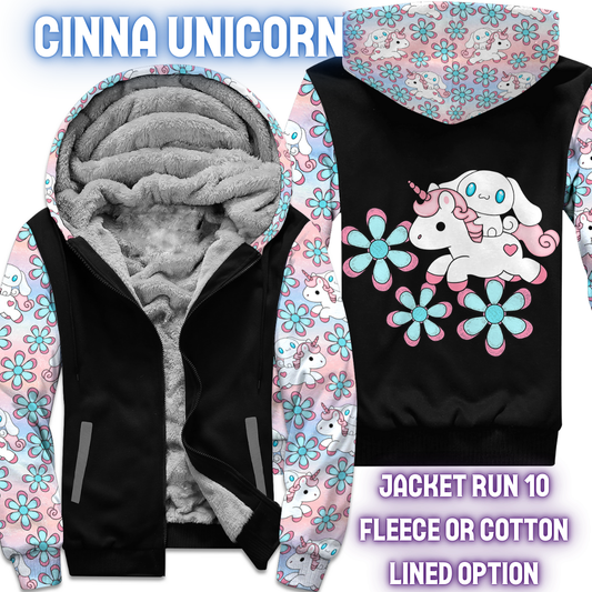 CINNA UNICORN - FLEECE/COTTON LINED JACKETS RUN 10 PREORDER CLOSING 10/26