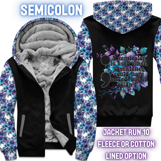 SEMICOLON - FLEECE/COTTON LINED JACKETS RUN 10 PREORDER CLOSING 10/26