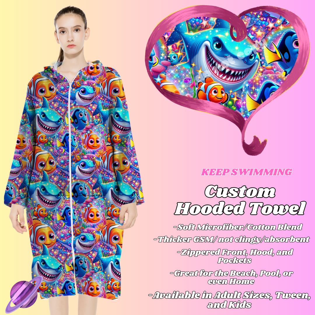 KEEP SWIMMING- HOODED TOWEL- PREORDER CLOSING 4/27