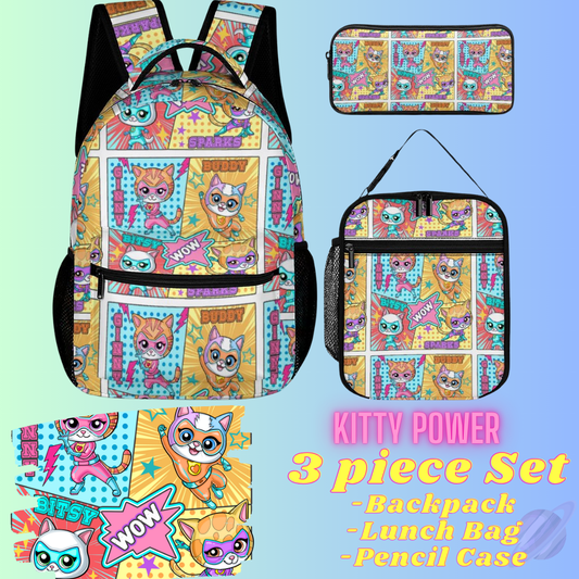KITTY POWER-3 PIECE BACKPACK SET-PREORDER CLOSING 7/3