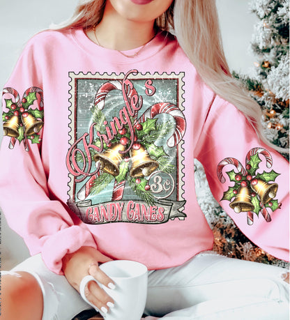 KRINGLE CANDY CREWNECK SWEATSHIRT W/ SLEEVE PRINT