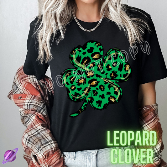 LEOPARD CLOVER - LETS GET LUCKY RUN -UNISEX TEE ADULTS/KIDS