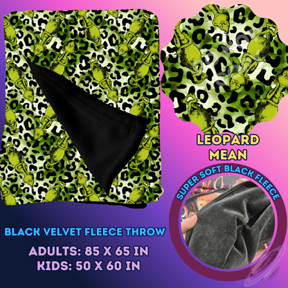 LEOPARD MEAN- SOFT BLACK FLEECE THROW 13-PREORDER CLOSING 1/14