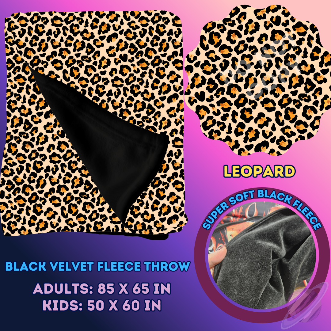 LEOPARD- SOFT BLACK FLEECE THROW 13-PREORDER CLOSING 1/14