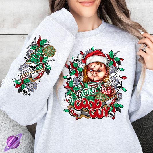 XMAS CHUCK CREWNECK SWEATSHIRT W/ SLEEVE PRINT