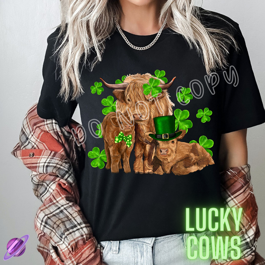 LUCKY COWS - LETS GET LUCKY RUN -UNISEX TEE ADULTS/KIDS