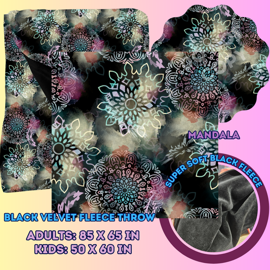 MANDALA - SOFT BLACK FLEECE THROWS 7 - PREORDER CLOSING 1/13