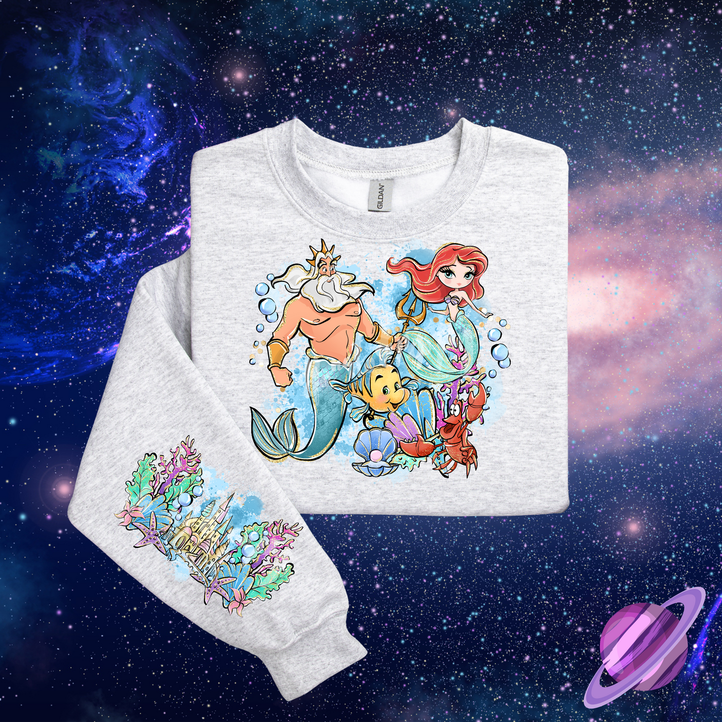 MERMAID PASTEL FRONT & SLEEVE DESIGN SWEATSHIRT