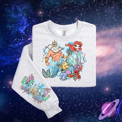 MERMAID PASTEL FRONT & SLEEVE DESIGN SWEATSHIRT