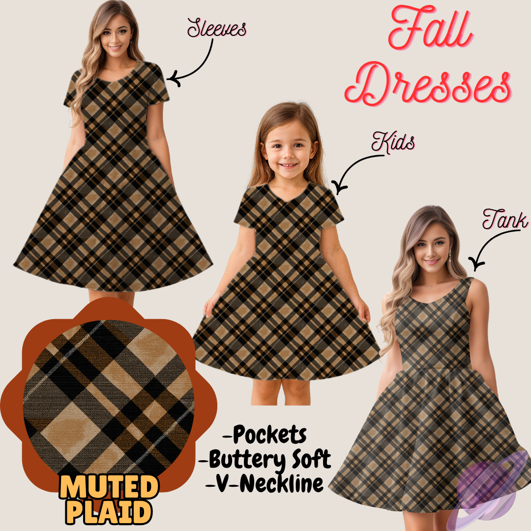 MUTED PLAID- FALL DRESS PREORDER- CLOSING 9/12