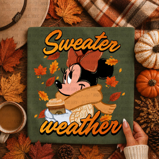 SWEATER WEATHER GIRL MOUSE CREWNECK SWEATSHIRT