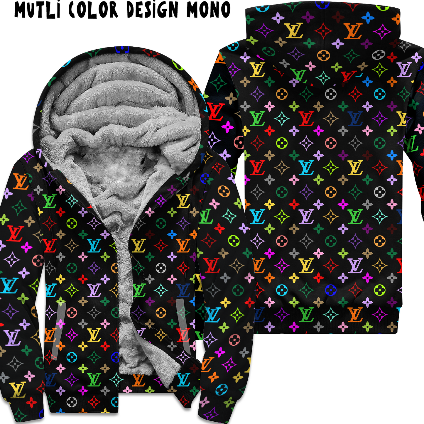 MULTICOLOR DESIGN MONO- FLEECE/COTTON JACKET