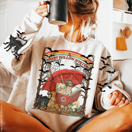 MURDER MYSTERY- FRONT & SLEEVE DESIGN CREWNECK SWEATSHIRT