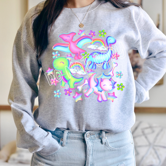 NEON DINO - BATCH 80 - UNISEX HOODIE/SWEATER ADULTS/KIDS PREORDER CLOSING 10/27 ETA MID DEC