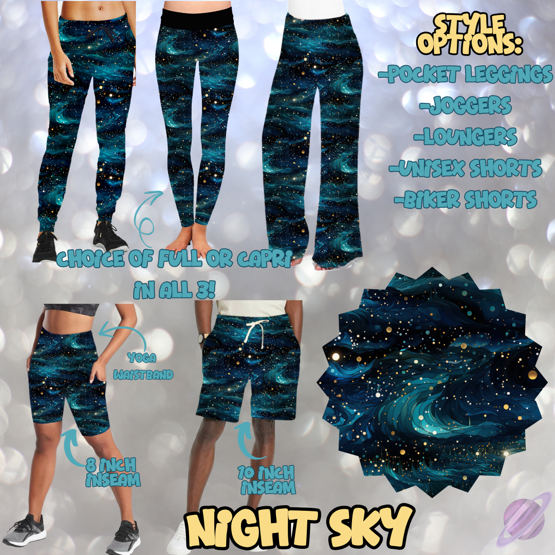 NIGHT SKY - LEGGING/JOGGER/LOUNGER/SHORTS - MOSTLY TEAL RUN PREORDER CLOSING 2/8