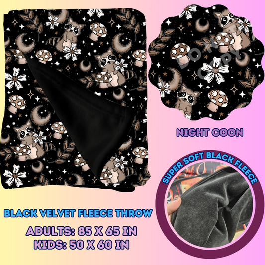 NIGHT COON - SOFT BLACK FLEECE THROWS 7 - PREORDER CLOSING 1/13