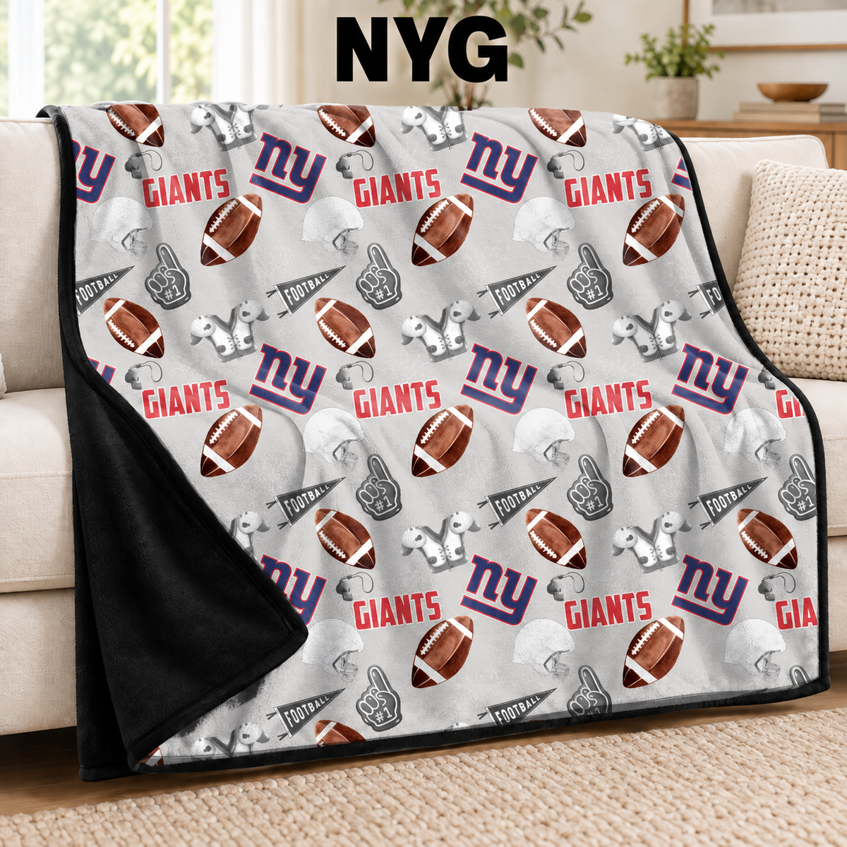 NYG-FOOTBALL SOFT BLACK THROW-PREORDER CLOSING 9/30