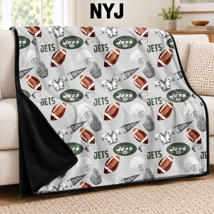 NYJ-FOOTBALL SOFT BLACK THROW-PREORDER CLOSING 9/30