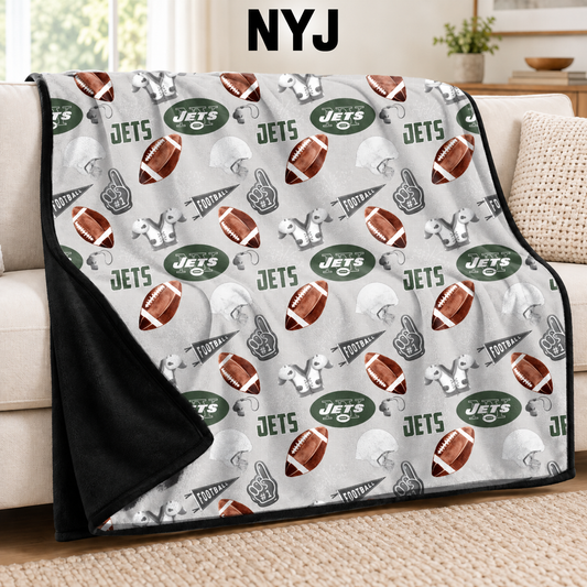 NYJ-FOOTBALL SOFT BLACK THROW-PREORDER CLOSING 9/30