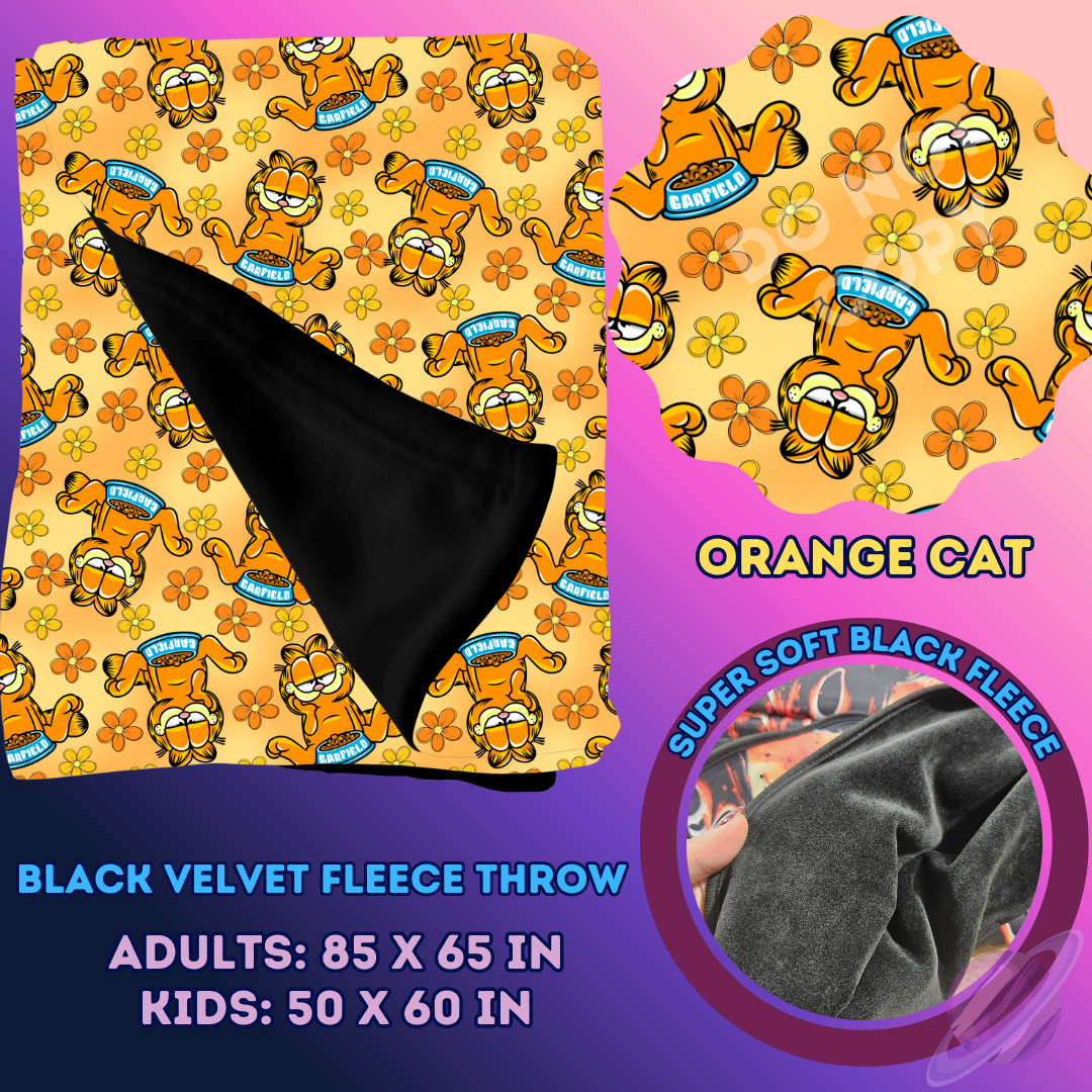 ORANGE CAT- SOFT BLACK FLEECE THROW 13-PREORDER CLOSING 1/14