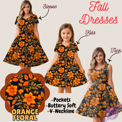 ORANGE FLORAL- FALL DRESS PREORDER- CLOSING 9/12
