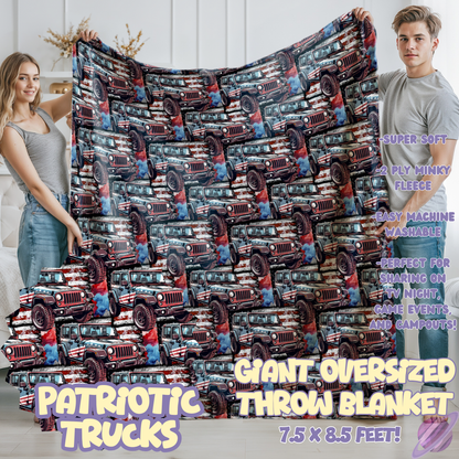 PATRIOTIC TRUCKS- OVERSIZED THROW BLANKET