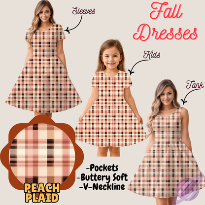 PEACH PLAID- FALL DRESS PREORDER- CLOSING 9/12
