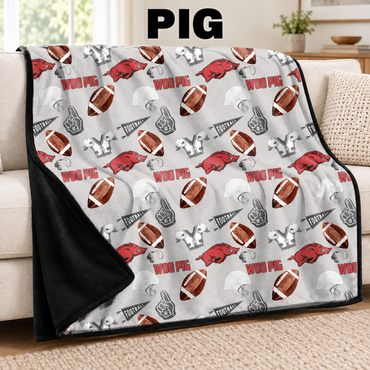 PIG-FOOTBALL SOFT BLACK THROW-PREORDER CLOSING 9/30