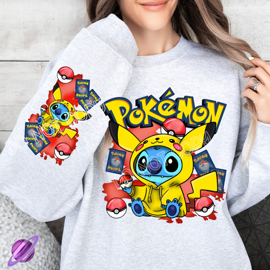 POKE PIKA - ALIEN COSPLAY RUN - CREWNECK SWEATSHIRT  W/ SLEEVE PRINT