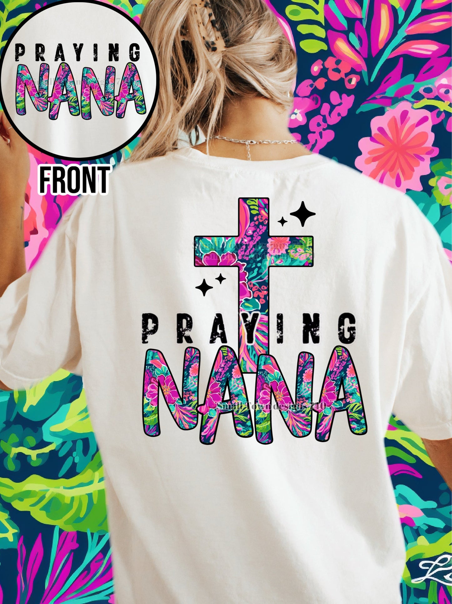 PRAYING NANA DOUBLE SIDED TEE