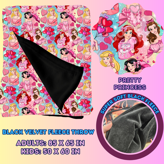 PRETTY PRINCESS - SOFT BLACK FLEECE THROWS 7 - PREORDER CLOSING 1/13