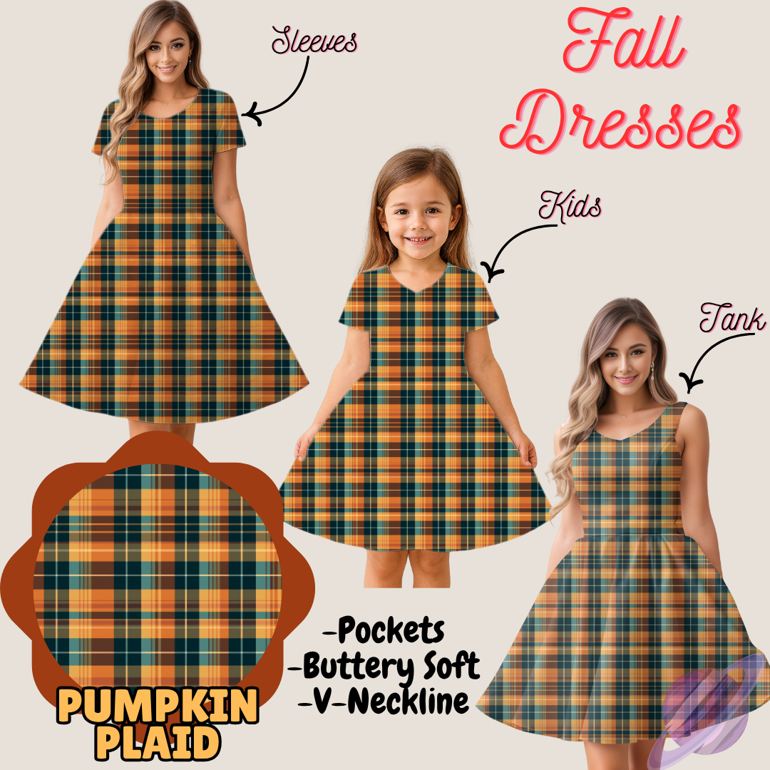 PUMPKIN PLAID- FALL DRESS PREORDER- CLOSING 9/12
