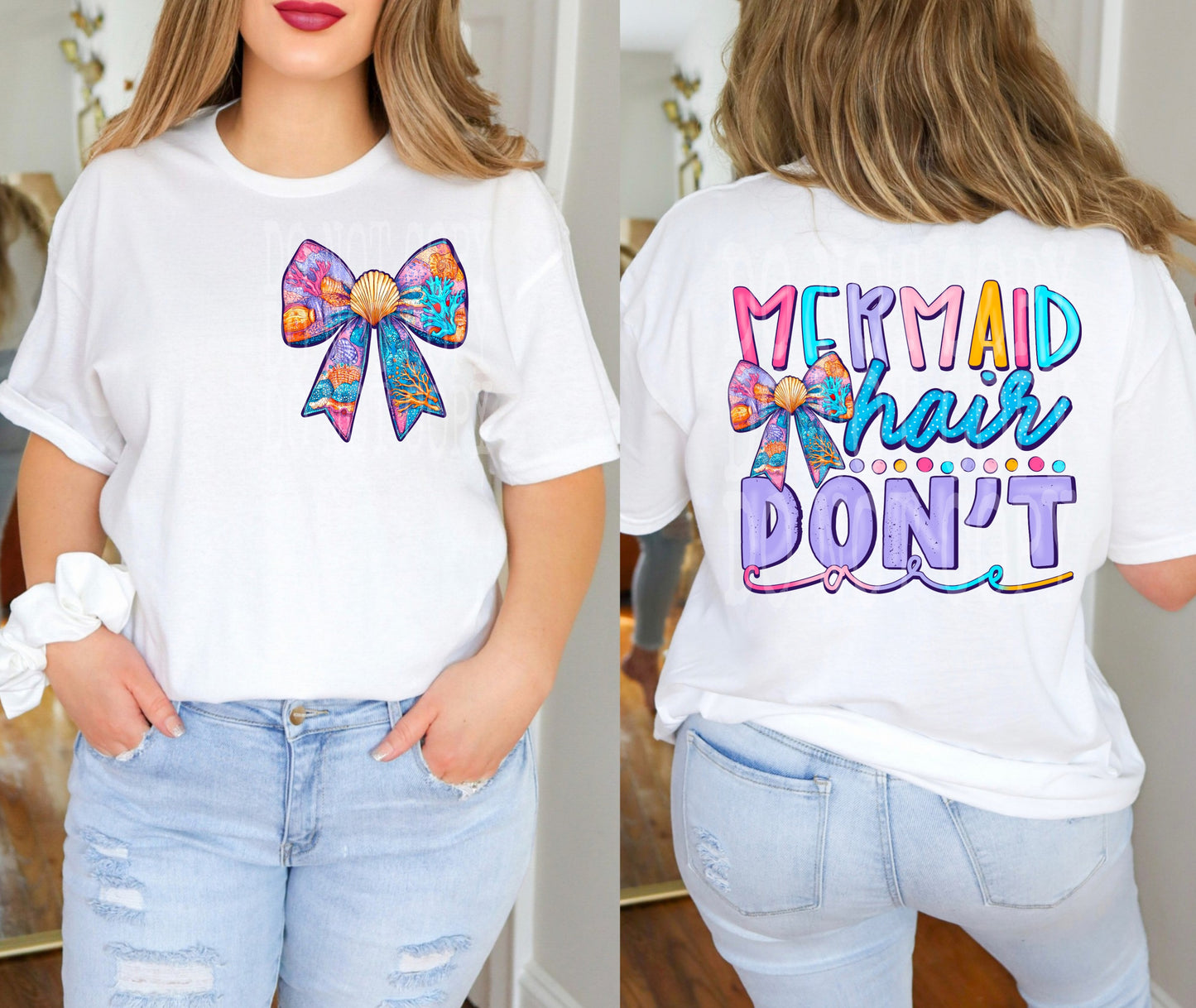 MERMAID HAIR DONT CARE SHELL- DOUBLE SIDED TEE