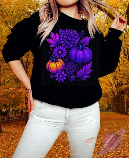 FALLING LEAVES-PUMPKIN LEAF-CREWNECK SWEATSHIRT