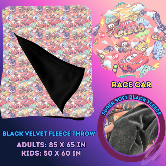 RACE CAR- SOFT BLACK FLEECE THROW 13-PREORDER CLOSING 1/14